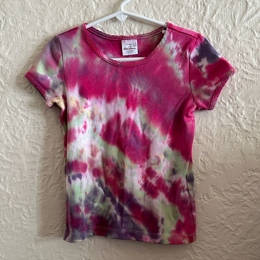 Hanna Anderssson Pink Scalloped Trim Tie Dye T-Shirt Kids Girls 5